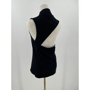 French Connection Womens Black Mock Neck Sleeveless Asymmetric Cutout Back Top M